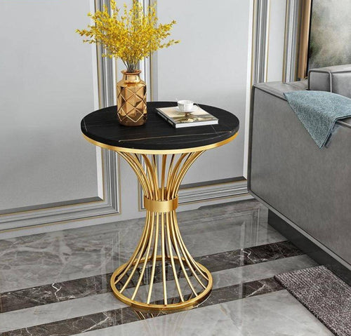 Elegant Round Marble Top Iron Frame Coffee Table - Lixra