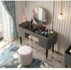 Luxurious Modern Marble-Top Astounding Dresser With Stool - Lixra