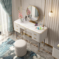 Luxurious Modern Marble-Top Dresser With Stool / Lixra