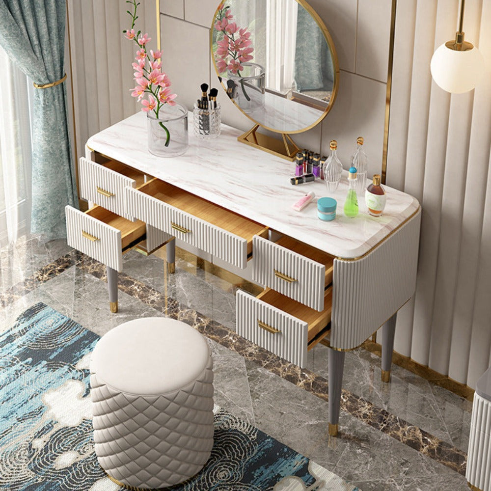 Modern White Marble Table-Top Dresser Cabinet Small