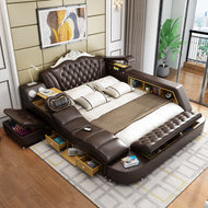 Modern Multifunctional  Button-Tufted Leather Bed / Lixra