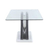 Dual Pedestal Base Tempered Glass Top Dining Table / Lixra