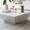 Trapezoid Shaped White Marble-Top Coffee Table / Lixra