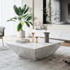 Trapezoid Shaped White Marble-Top Coffee Table / Lixra