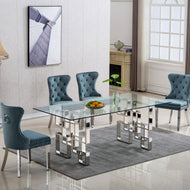 Chrome Elegant Glass Dining Table / Lixra