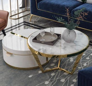 Modern Coffee Table with Glossy Marble Top / Lixra
