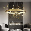 Luxurious Exquisite Design Gold Finish Ring Pendant Light / Lixra