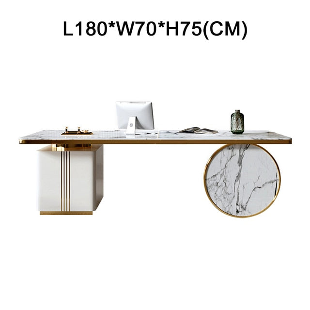 Modern minimalist desk and chair household stainless steel rock board desk computer desk
