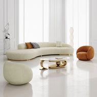 Modern Curved Fabric Sofa with Single Seater / Lixra