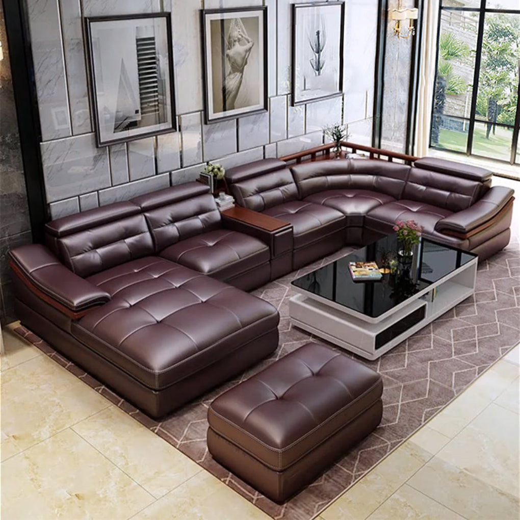 Modern Lavish Comfy Leather Endearing Sectional Sofa - Lixra