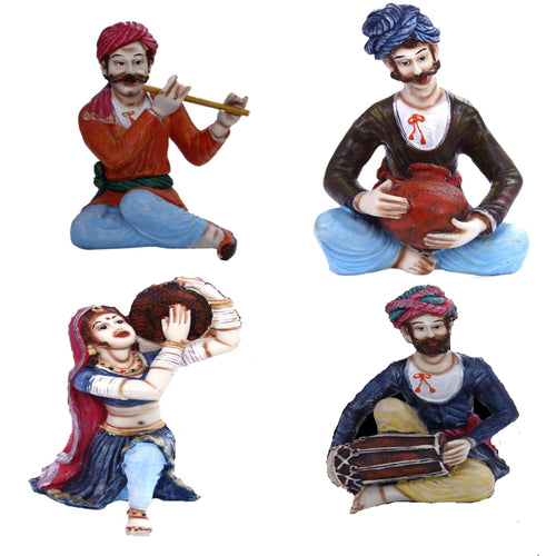 Set of 4 Hand-Carved Appealing Musical Troupe Showpiece / Lixra