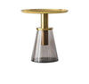 Modern Golden Round Top Frustum Glass Base Coffee Table - Lixra