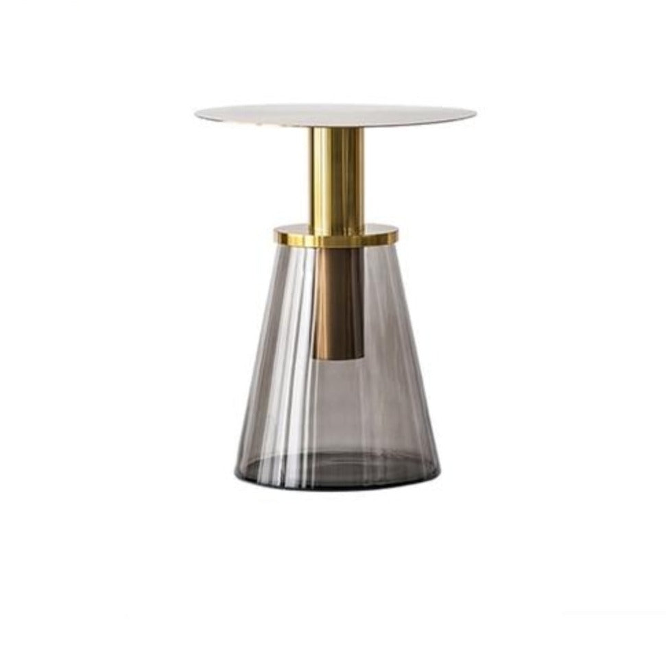 Glass Frustum Base Round Top Side Table - Lixra