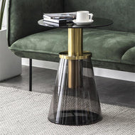 Glass Finish  Round Top Minimalist Side Table / Lixra
