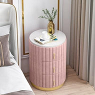Elegant Wooden-Fabric Night Stand With Drawers / Lixra