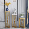 Modern Marble-top Sumptuous Gold Finish Pedestal - Lixra