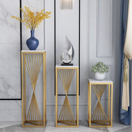 Modern Marble-top Sumptuous Gold Finish Pedestal / Lixra
