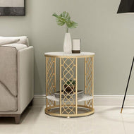 Marble Top Side Table With Storage / Lixra