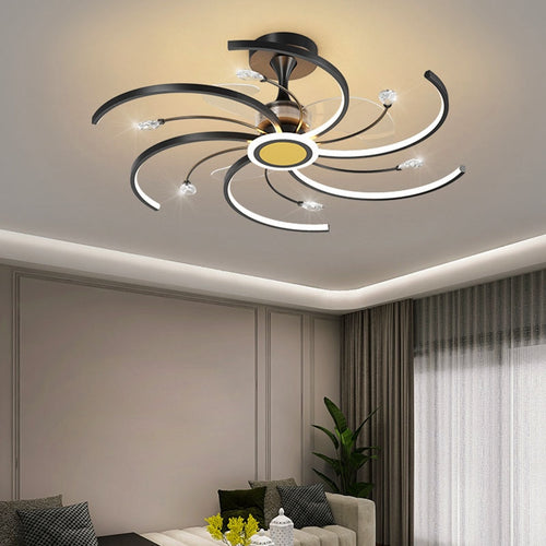 Nordic Style Semi-Flush Mounted Light with Ceiling Fan / Lixra