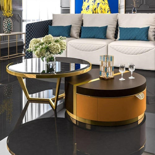 Round Shaped Modern Coffee Table with Side Table / Lixra