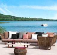 Leather Wooden Frame Outdoor Sofa Set / Lixra