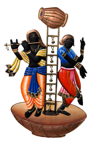 Traditional Couple On a Drum Metal Wall Hanging / Lixra