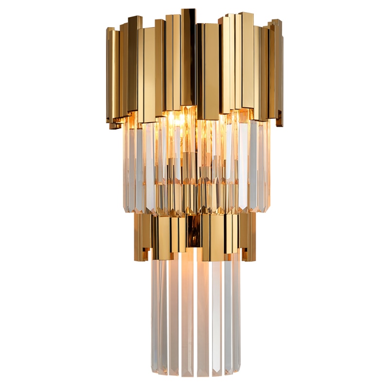 Modern Contemporary Chrome Finish Crystal Clear Light Wall Lamp