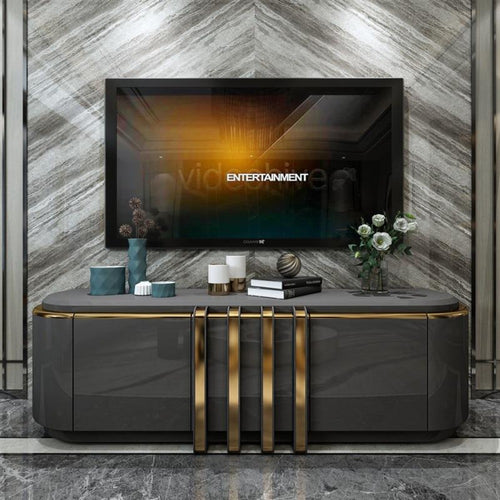 Modern Wood Curved Luxury Tv Stand / Lixara