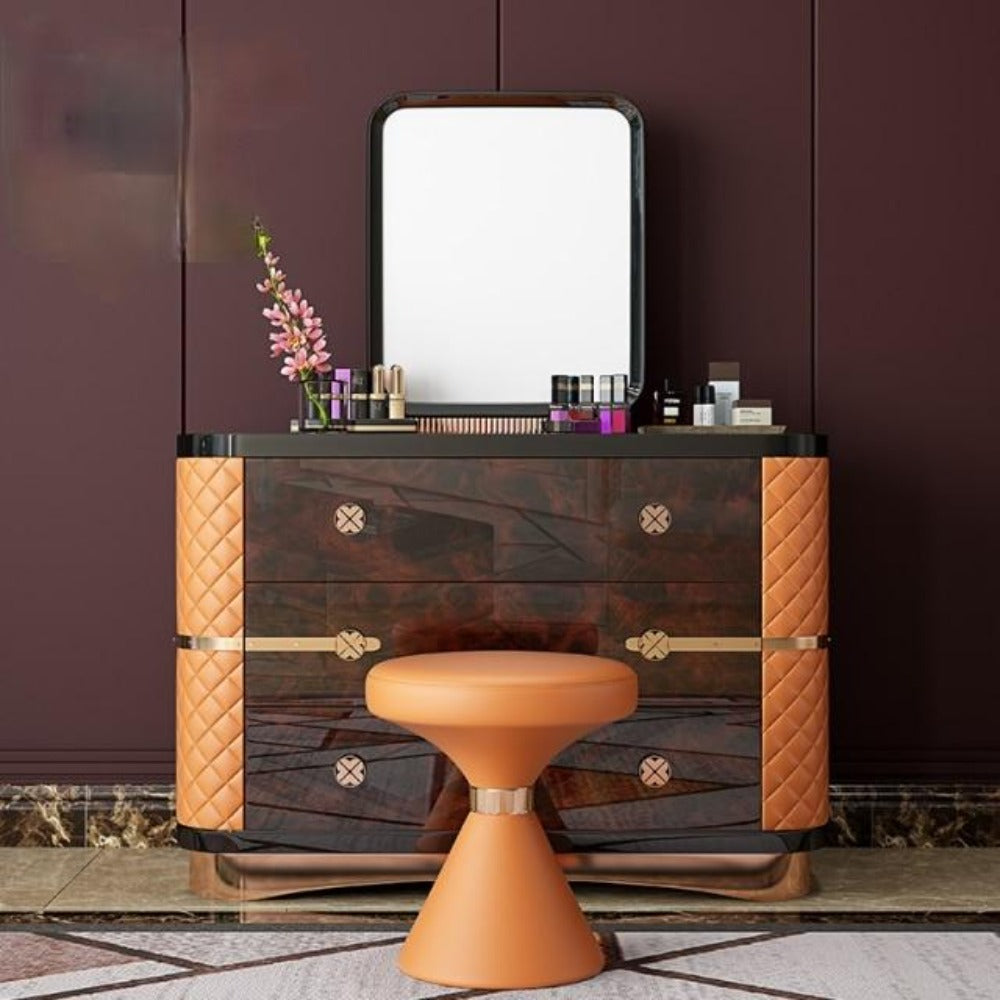 Luxury Solid Wooden Crafted Dresser With Stool - Lixra