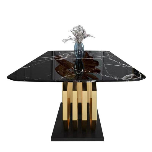 Matte Finish Rectangular Shaped Modern Designed Marble Top Dining Table - Lixra