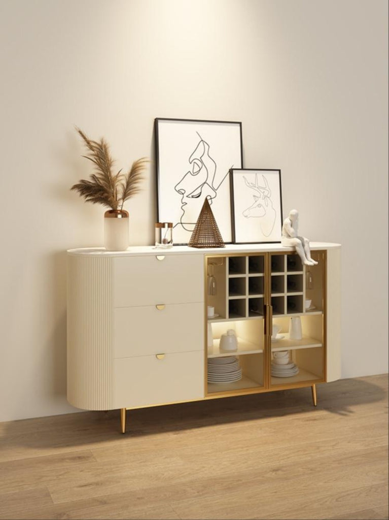 Elegant Marble Top Rectangular Sideboard Cabinet - Lixra