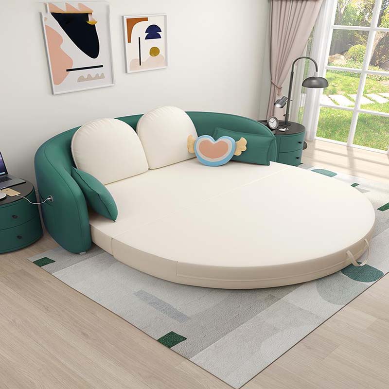 Luxury Multi-Functional Leather Round Sofa Bed