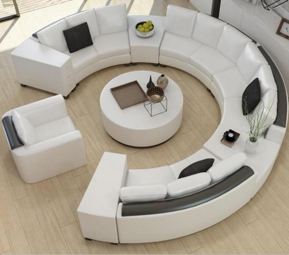 Elegant Designed Circular Luxurious Leather Sofa Set - Lixra