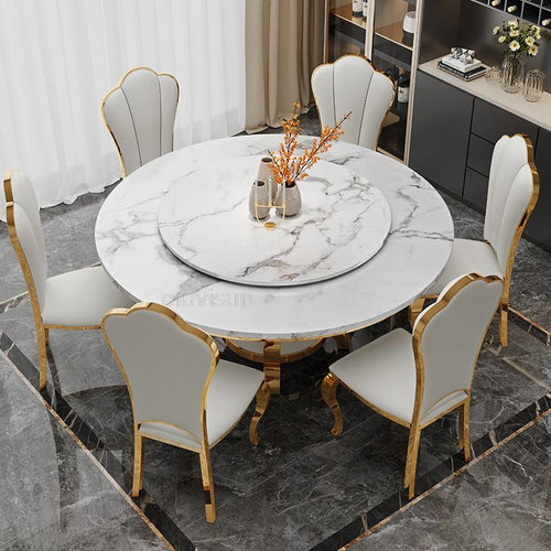 Minimalized Classic Marble Top Dining Table Set With Modern Style Chairs / Lixra