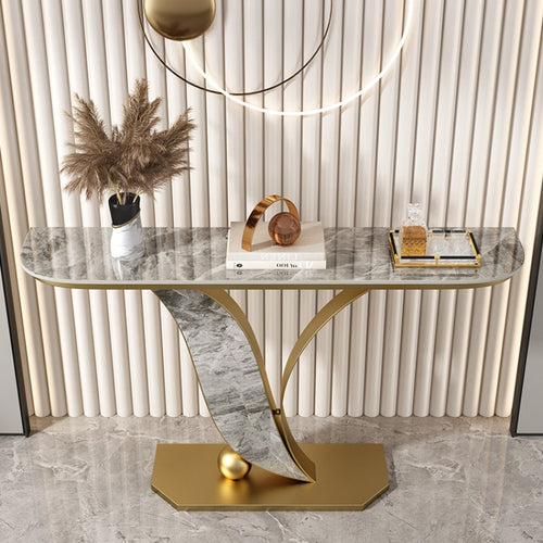 Luxurious Entry Way Marble Top Accent Table / Lixra