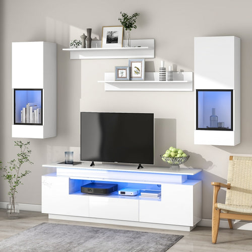 High Gloss Wall Mounted Luxurious TV Cabinet Set / Lixra