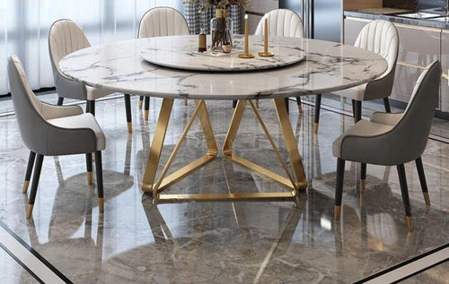 Home Elegance Style Designed Marble Top Dining Table Set - Lixra