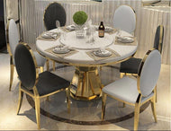 Furnished Round Marble Dining Table-Set / Lixra