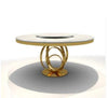 Elegant Round Shaped Marble Dining Table With Lazy Susan - Lixra