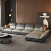 L-Shaped Contemporary Style Minimalist Fluffy Leather Sectional Sofa-Lixra