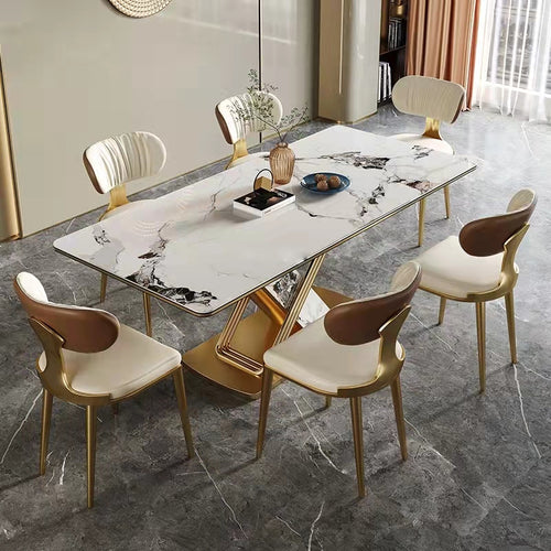 Magnificent Design Marble Top Sumptuous Dining Table Set / Lixra
