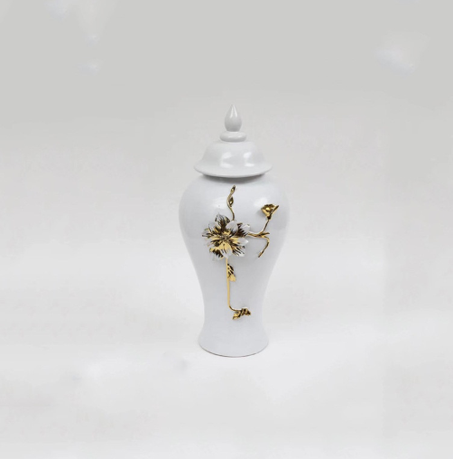 Gilded Vintage Ceramic Ginger Jar Vase/Lixra