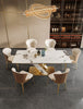 Extravagant Gold Finish Marble-Top Dining Table Set / Lixra