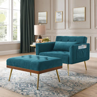 Tufted Velvet Fabric Recliner Sofa Chair / Lixra
