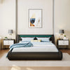 Spectacular Upholstered Leather Platform Queen bed with LED Light