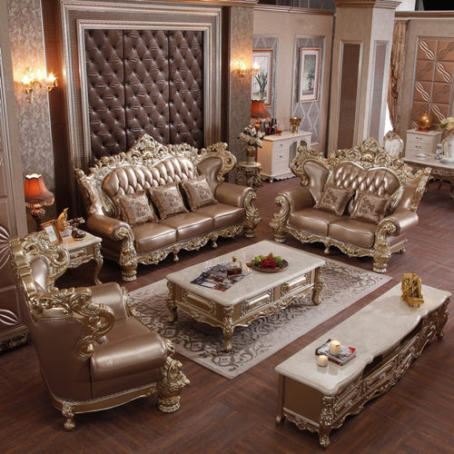 European Design Sofa Set With Combination of Premium Leather And Solid Wood / Lixra