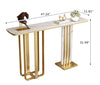 Rectangular Marble Top Assent Table With Golden Metallic Legs