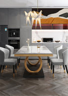 Glossy Finish Marble Dining Table Set / Lixra