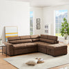 Modern Endearing Cozy Leather Sofa Bed With Ottoman - Lixra