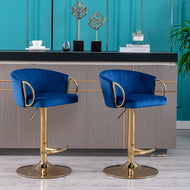 Luxotic Set of 2 High-Raised Adjustable Velvet Chair With Metal Base / Lixra